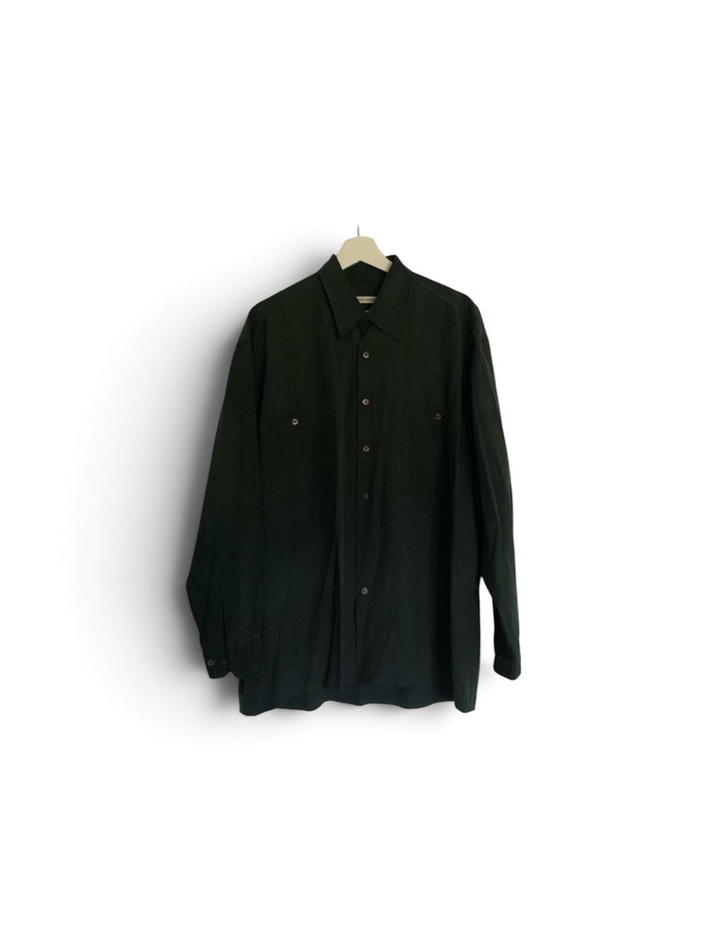 Burma Bibas | Silk Button Down Shirt in Forest Green